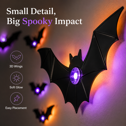🦇3D LED Halloween Bat Lights – Purple & Orange Glow Wall Decor