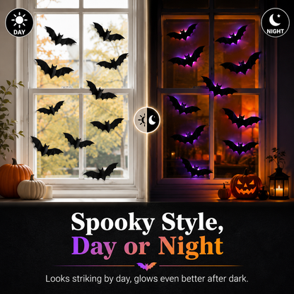 🦇3D LED Halloween Bat Lights – Purple & Orange Glow Wall Decor