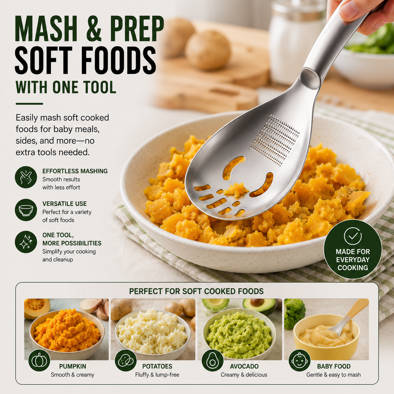 All-in-One Stainless Steel Kitchen Spoon