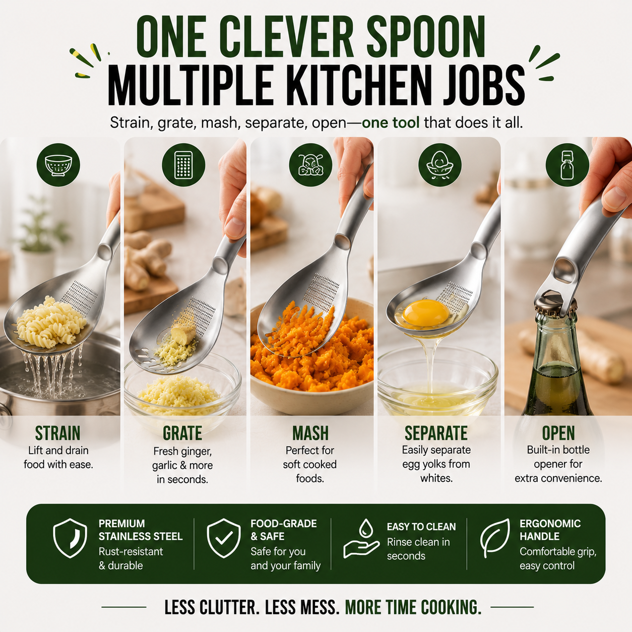All-in-One Stainless Steel Kitchen Spoon