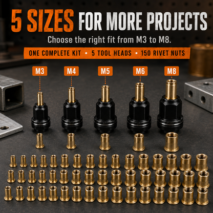 🔧Complete Drill-PoweredRivet Nut Kit - M3-M8 ThreadedInsert Tool Set