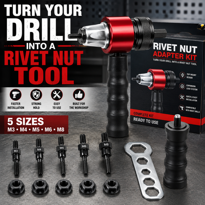 🔧 Drill-Powered Rivet Nut Adapter Kit – M3 to M8