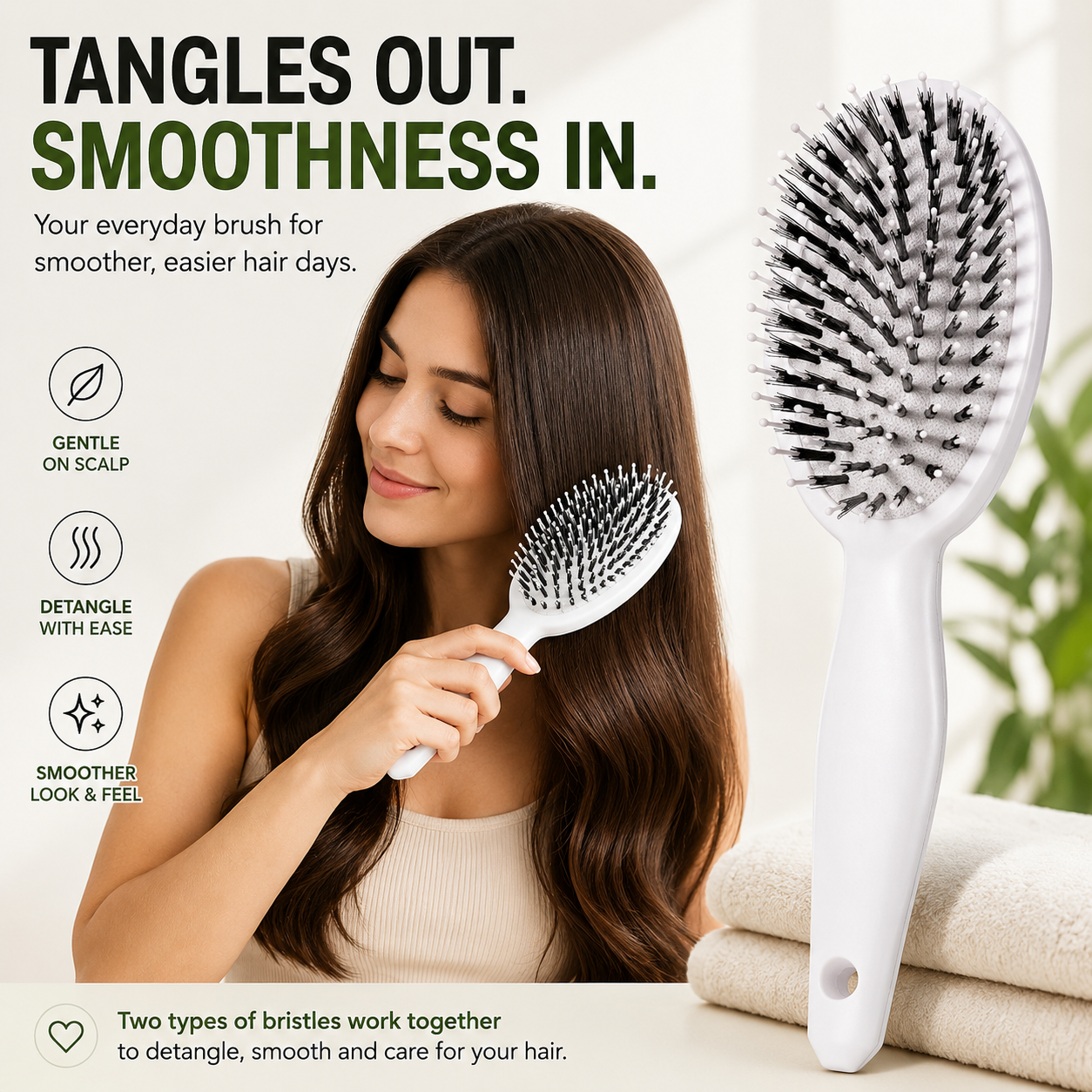 ✨ Dual-Bristle Detangling & Scalp Massage Hair Brush