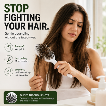 ✨ Dual-Bristle Detangling & Scalp Massage Hair Brush