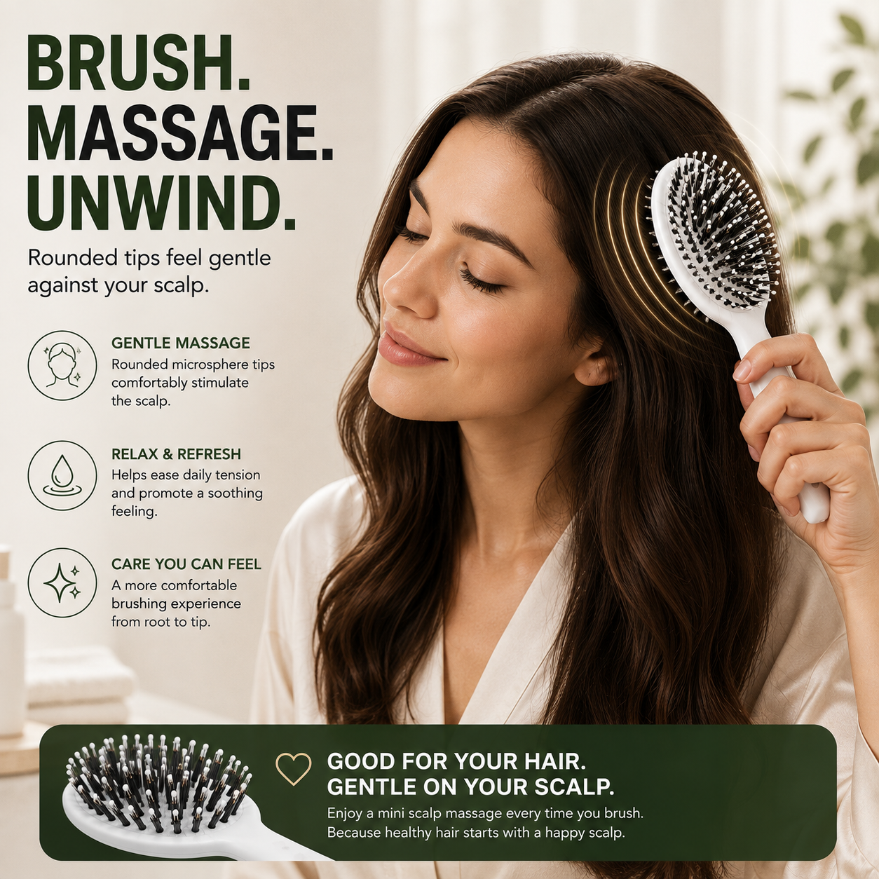 ✨ Dual-Bristle Detangling & Scalp Massage Hair Brush