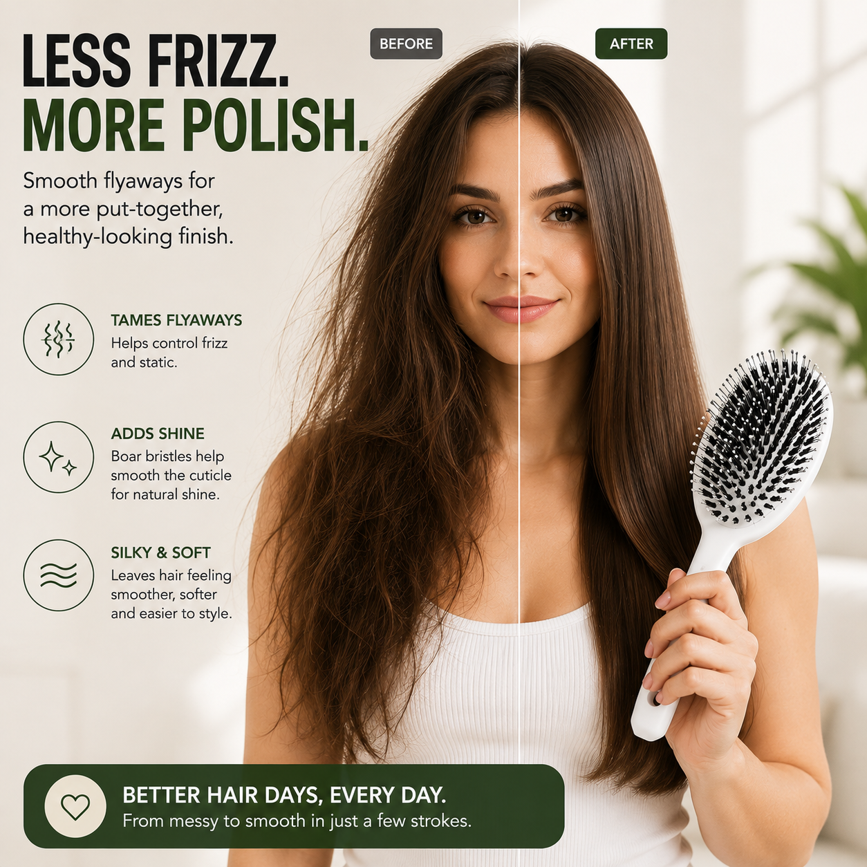 ✨ Dual-Bristle Detangling & Scalp Massage Hair Brush