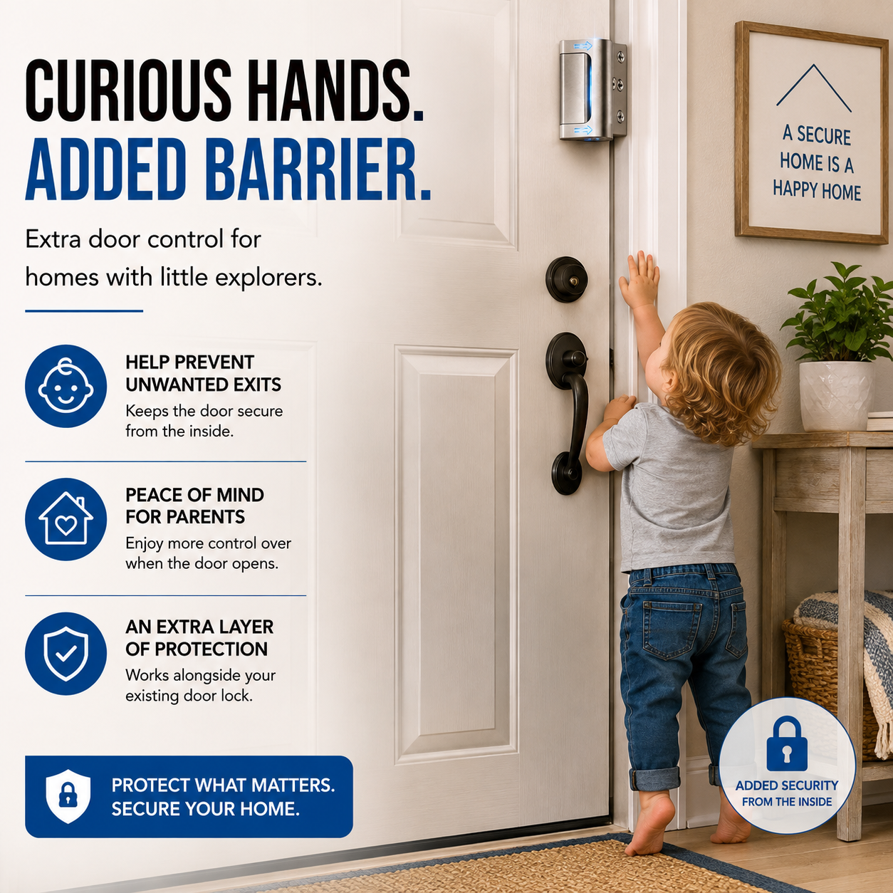 🔒 Extra-Layer Door Security Lock – Quick Inside Protection