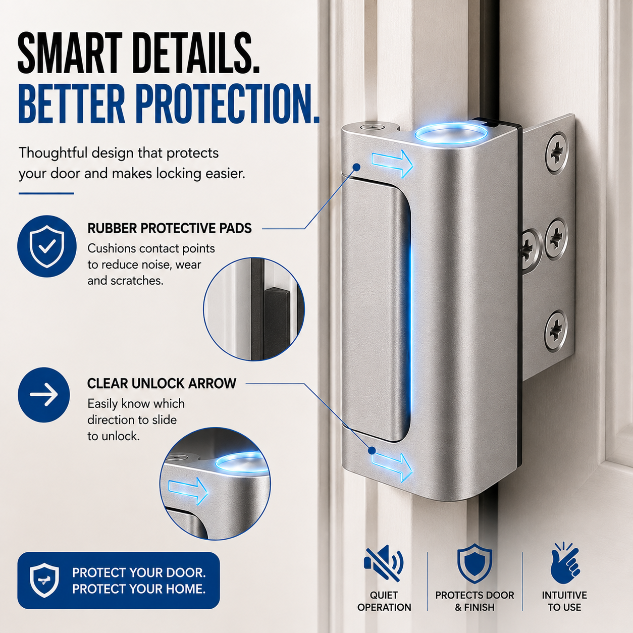 🔒 Extra-Layer Door Security Lock – Quick Inside Protection