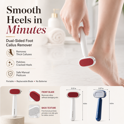 ✨Dual-Sided Foot Callus Remover – Stainless Steel Blade, Portable Dead Skin Scraper for Cracked Heels