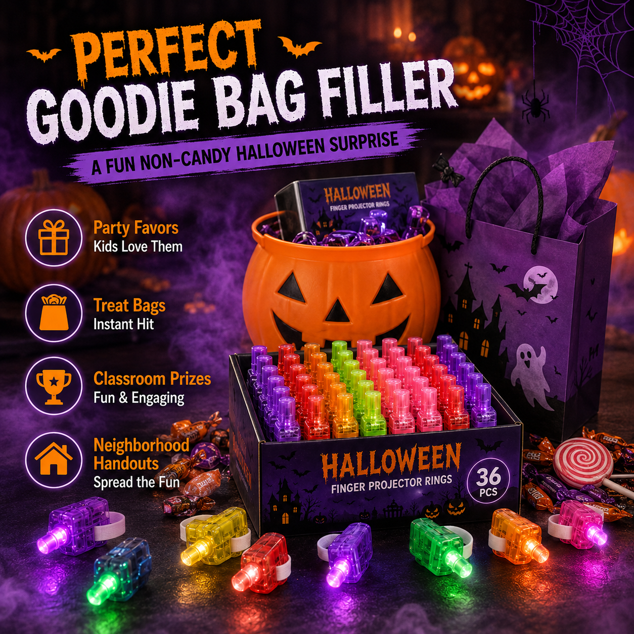 Halloween projector rings used as goodie bag fillers classroom prizes and party favors