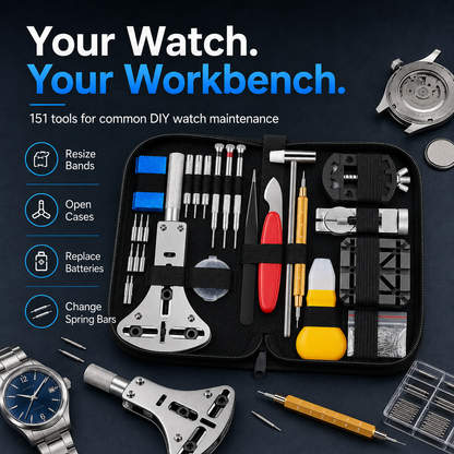151-in-1 Complete Watch Repair Kit – Battery Replacement, Link Removal & Band Adjustment Tools