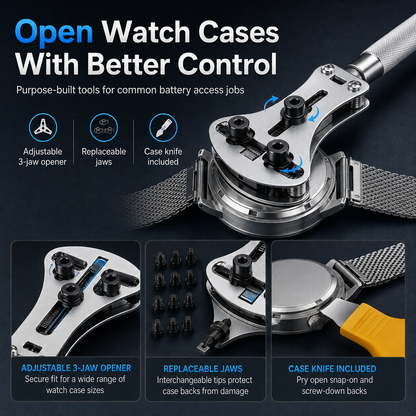 151-in-1 Complete Watch Repair Kit – Battery Replacement, Link Removal & Band Adjustment Tools