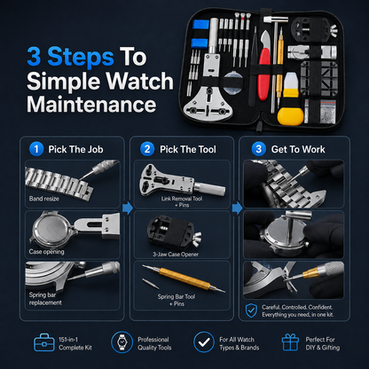 151-in-1 Complete Watch Repair Kit – Battery Replacement, Link Removal & Band Adjustment Tools