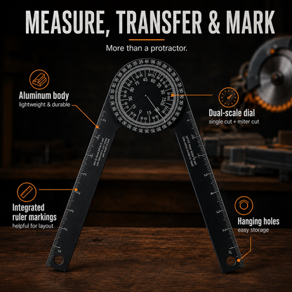 📐 Aluminum Miter Saw Protractor – Dual-Scale Angle Finder