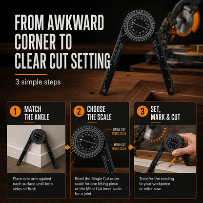 📐 Aluminum Miter Saw Protractor – Dual-Scale Angle Finder