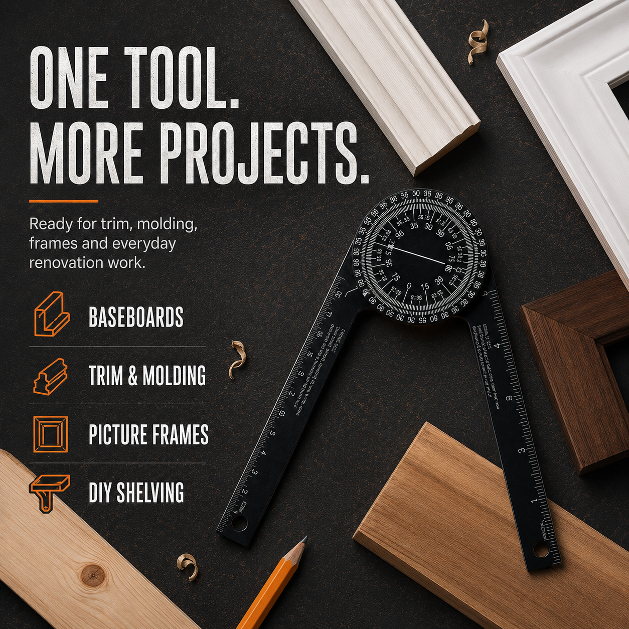 📐 Aluminum Miter Saw Protractor – Dual-Scale Angle Finder