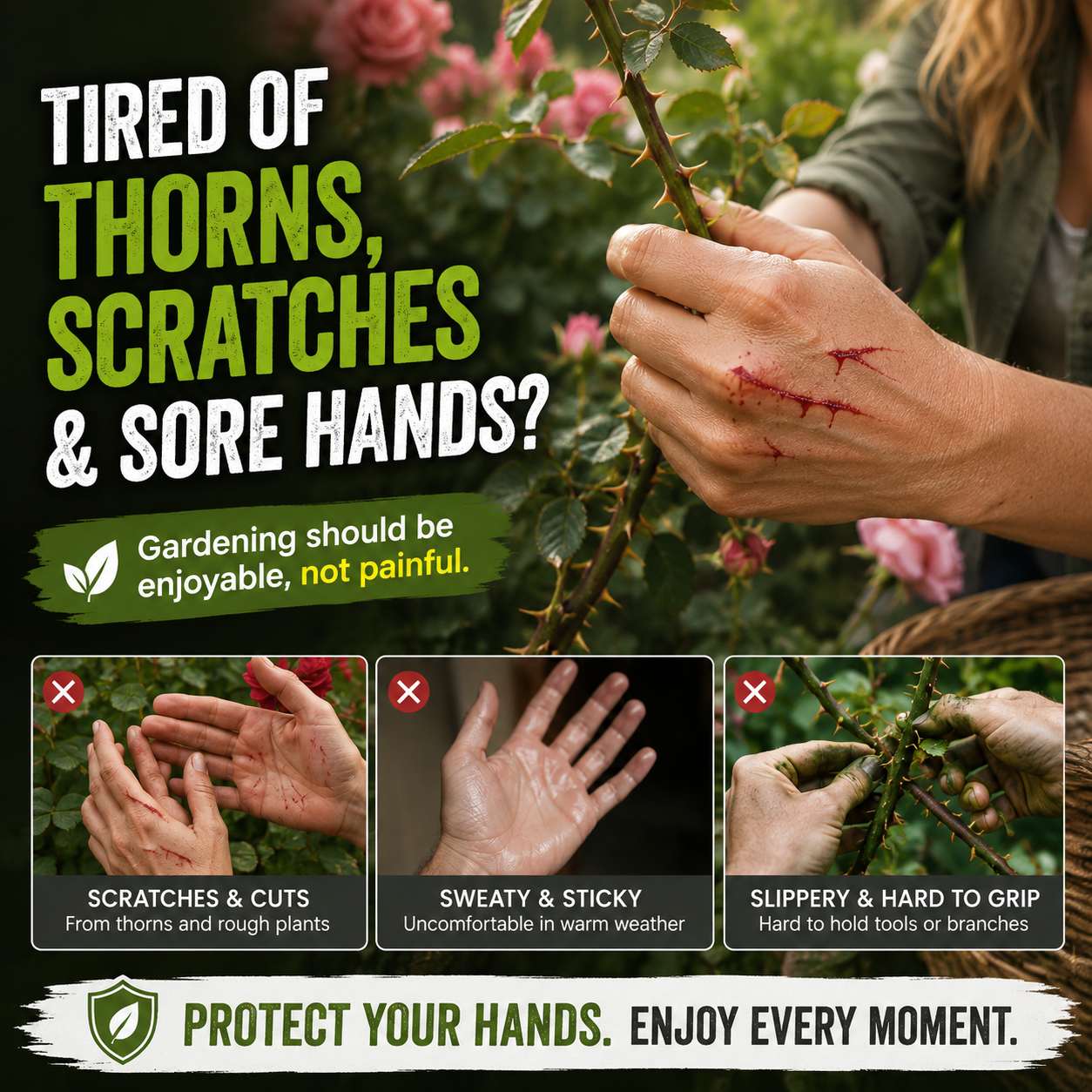 🌹 Thorn-Resistant Breathable Gardening Gloves – Secure Grip & Comfort