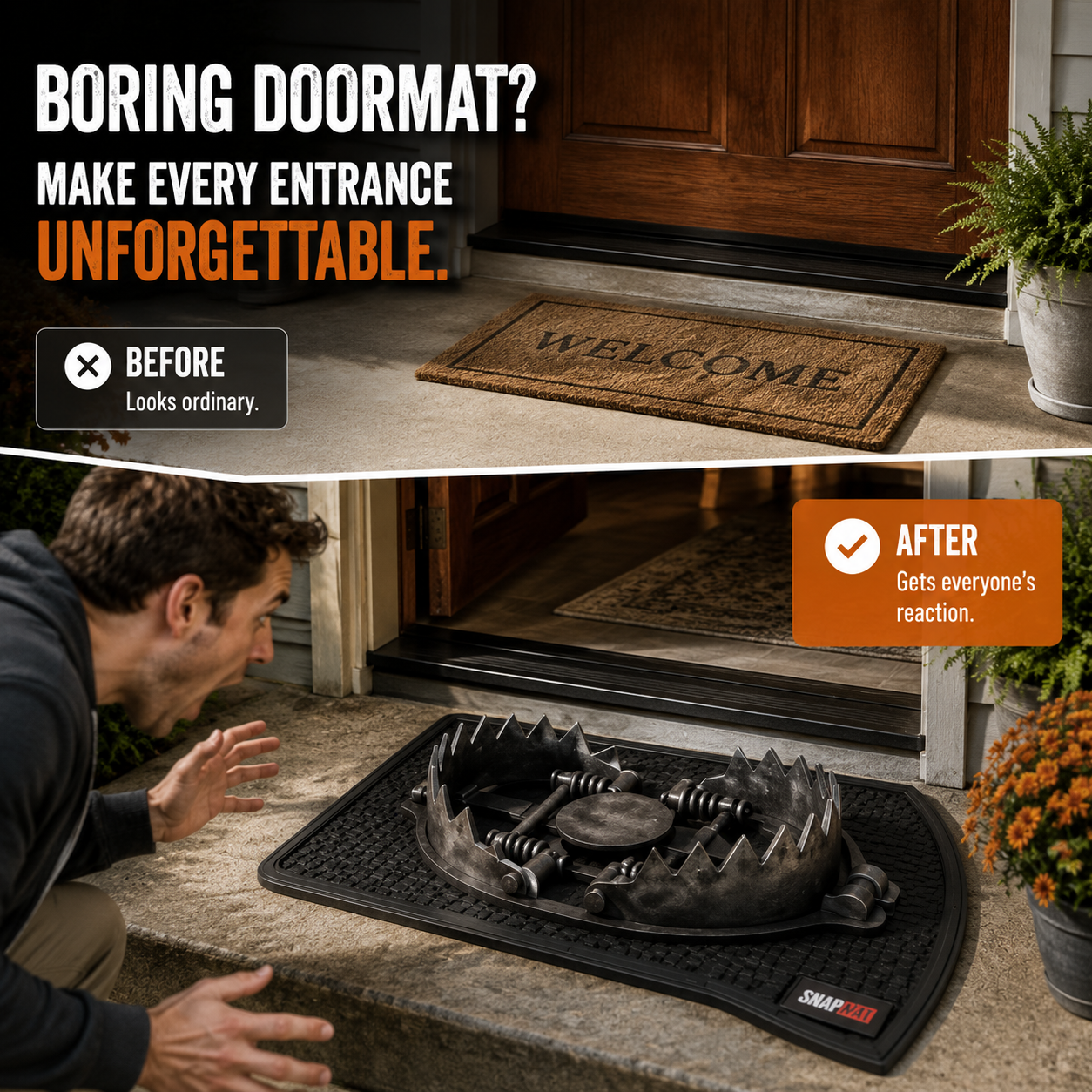 🔥 3D Trap Illusion Door Mat – Funny Halloween Prank Entrance Rug👀