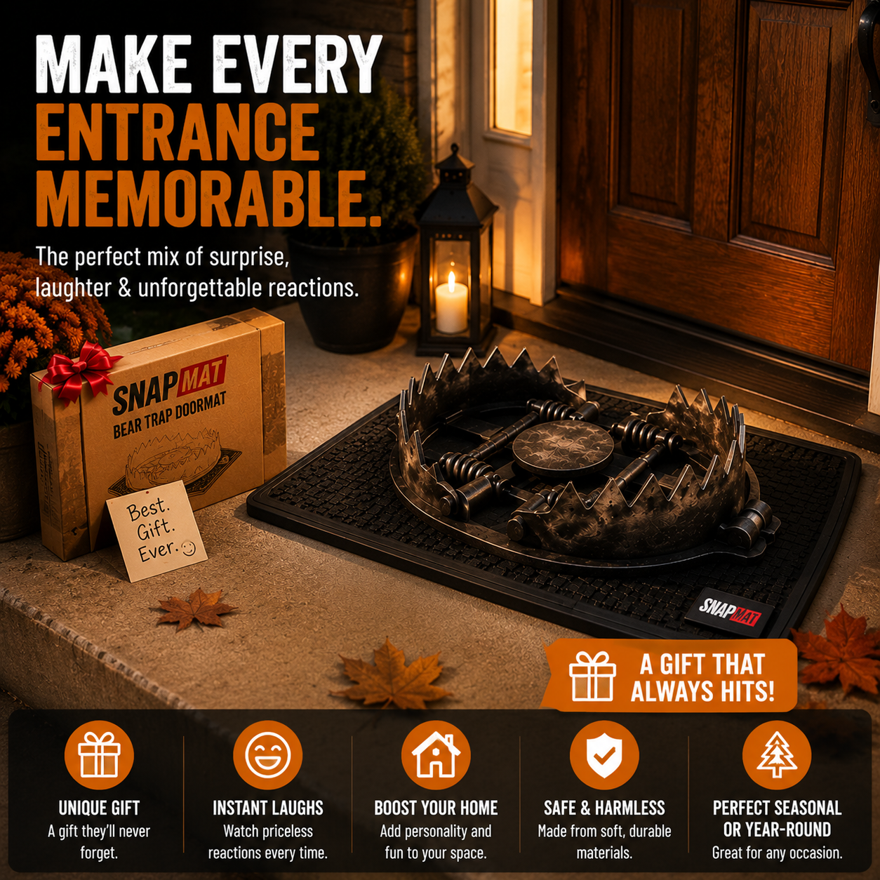 🔥 3D Trap Illusion Door Mat – Funny Halloween Prank Entrance Rug👀