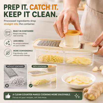 🥕 3-in-1 Food Slicer & Grater – Prep Faster, Mess Less