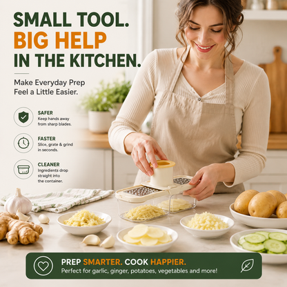 🥕 3-in-1 Food Slicer & Grater – Prep Faster, Mess Less