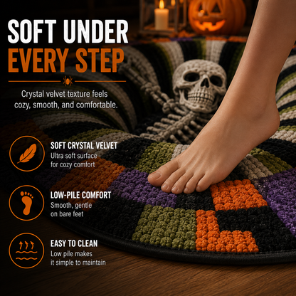 🎃3D Skeleton Vortex Quilted Round Halloween Rug