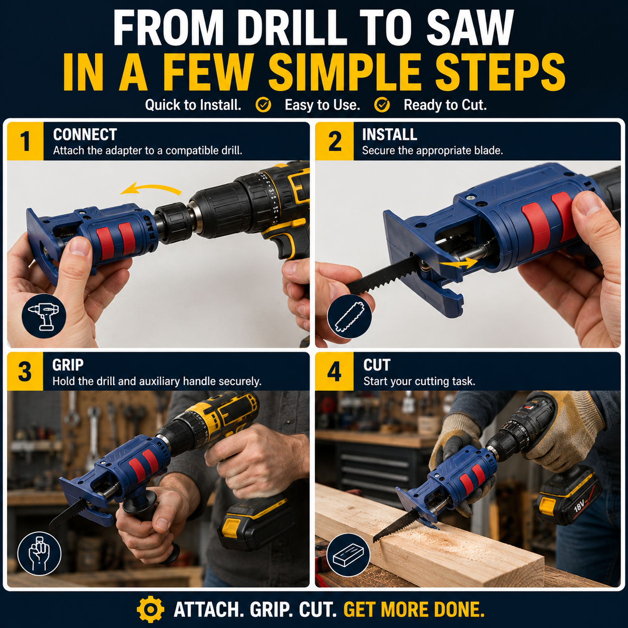🔧 Drill-to-Saw Adapter – Turn Your Drill Into a Reciprocating Saw