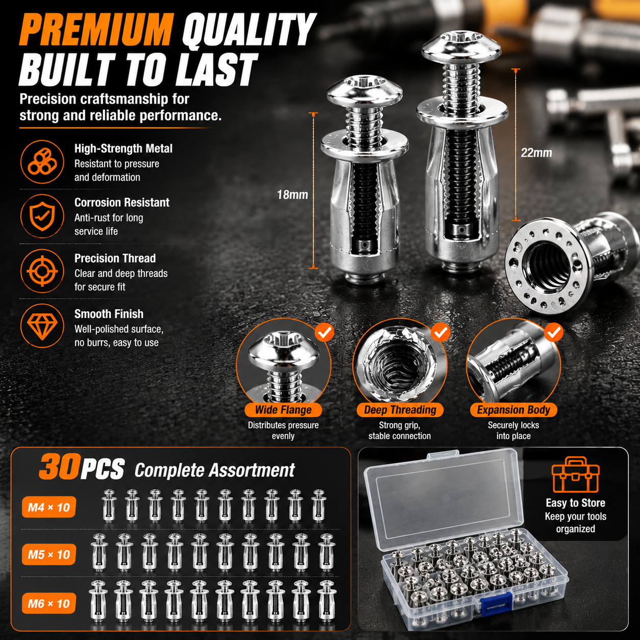 🔩 30PCS M4 M5 M6 Threaded Insert Nut Set for Repairs