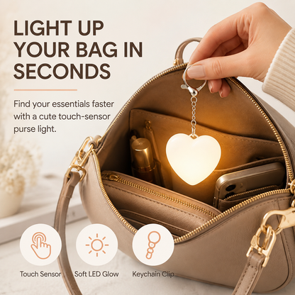 Heart Round Shaped Touch Sensor Purse Light with Keychain