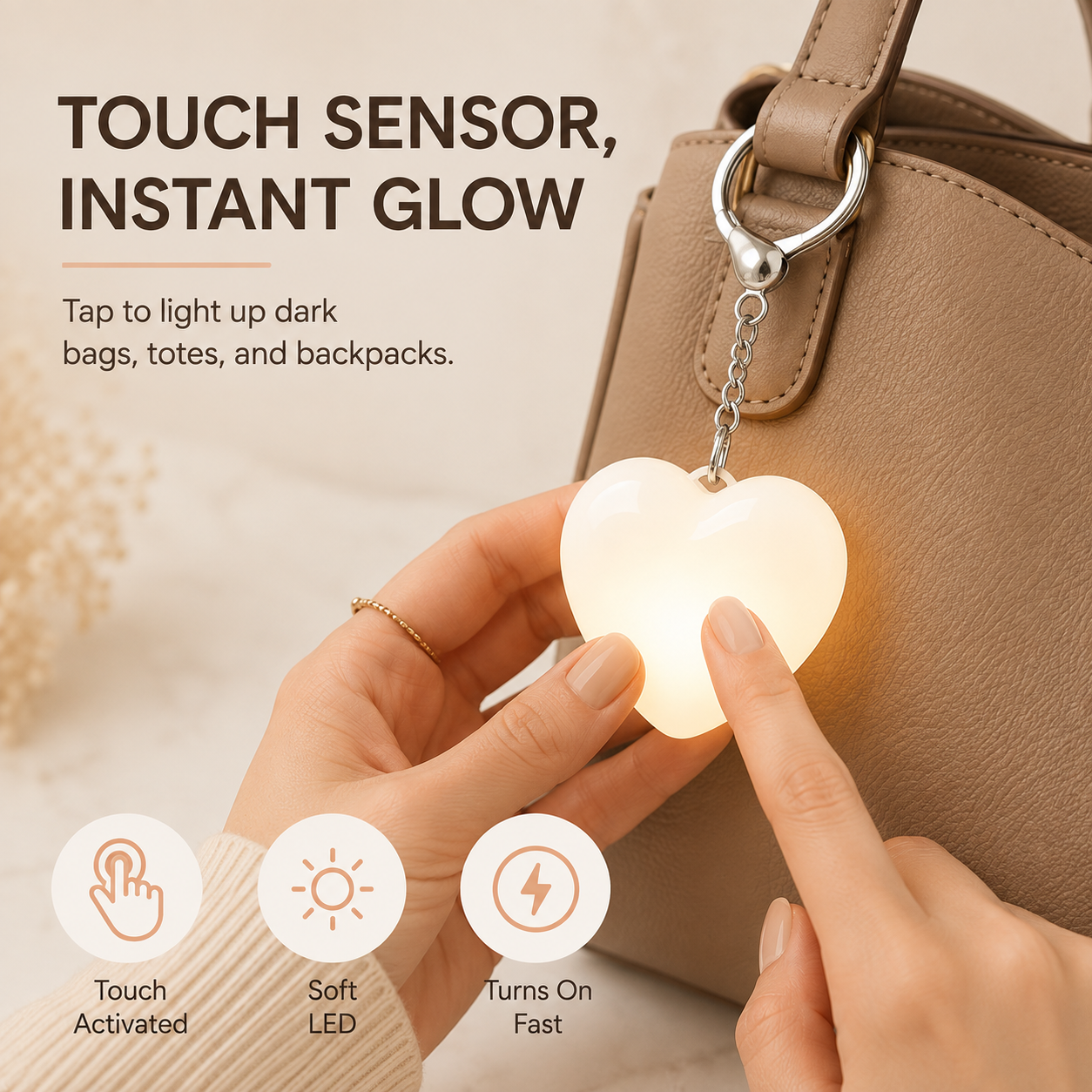 Touch activated purse light with automatic mode