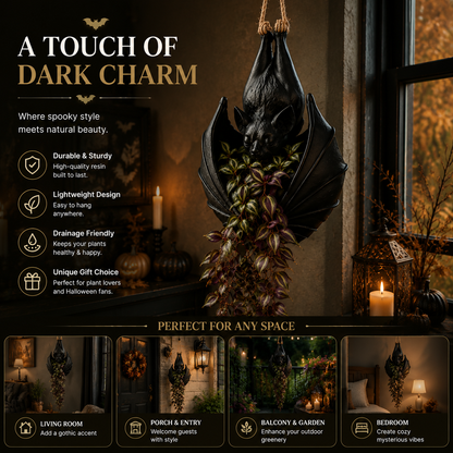 🦇 Hanging Bat Planter — Gothic Botanical Wall Decor