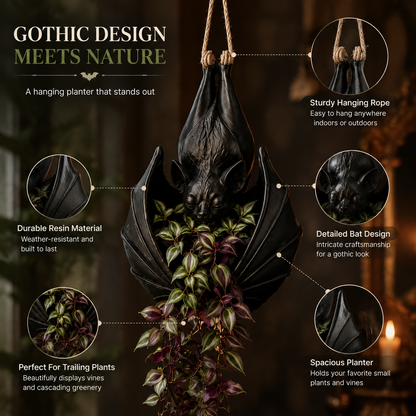 🦇 Hanging Bat Planter — Gothic Botanical Wall Decor