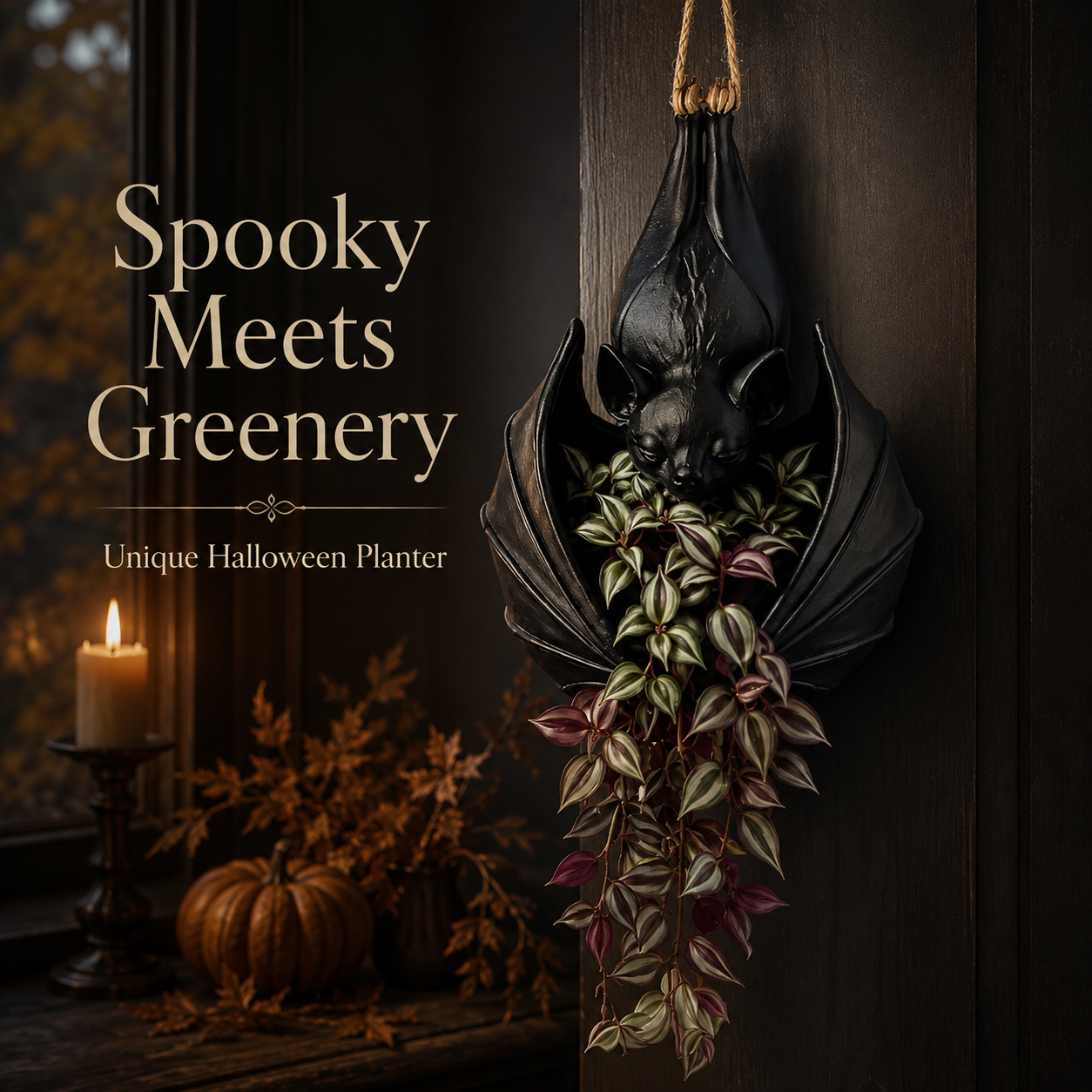 🦇 Hanging Bat Planter — Gothic Botanical Wall Decor