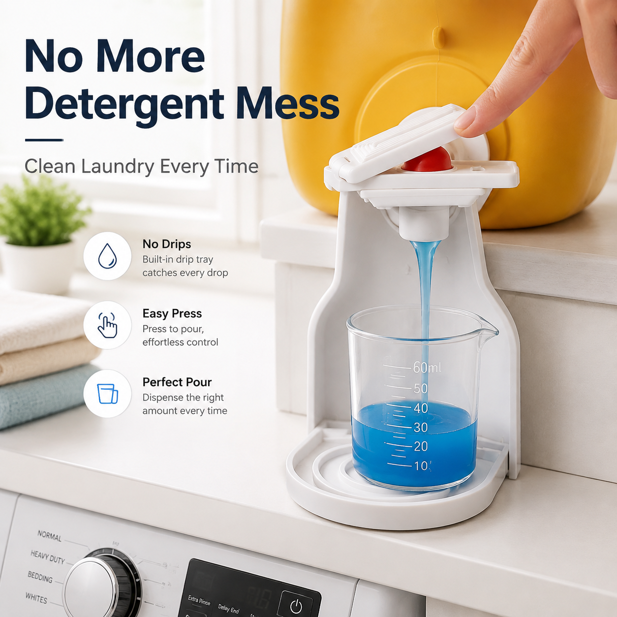🧺 No-Drip Laundry Detergent Dispenser Cup Holder & Drip Tray