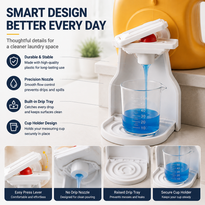 🧺 No-Drip Laundry Detergent Dispenser Cup Holder & Drip Tray
