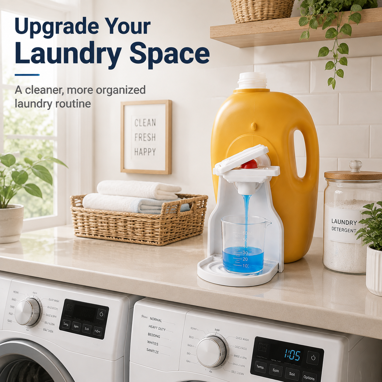 🧺 No-Drip Laundry Detergent Dispenser Cup Holder & Drip Tray