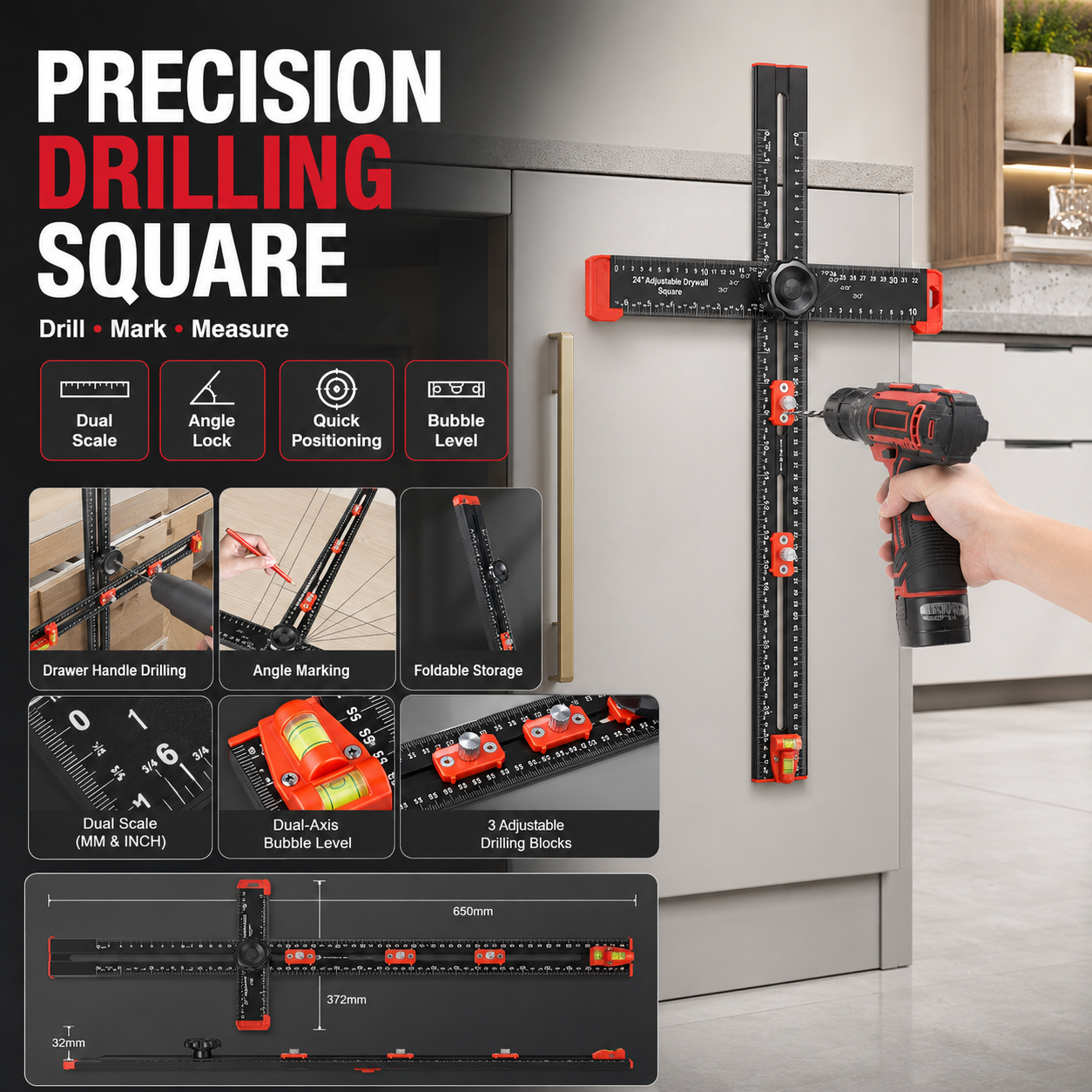 ✨4-in-1 Scriber Marking Line Ruler🛠️