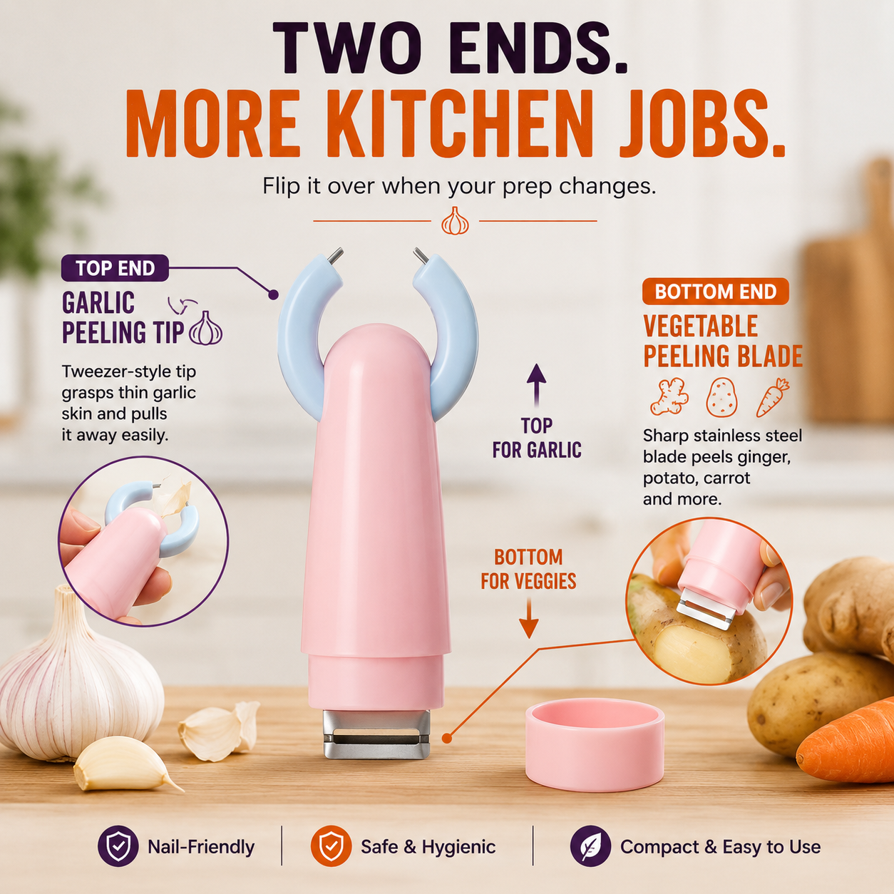 🧄 2-in-1 Garlic & Vegetable Peeler