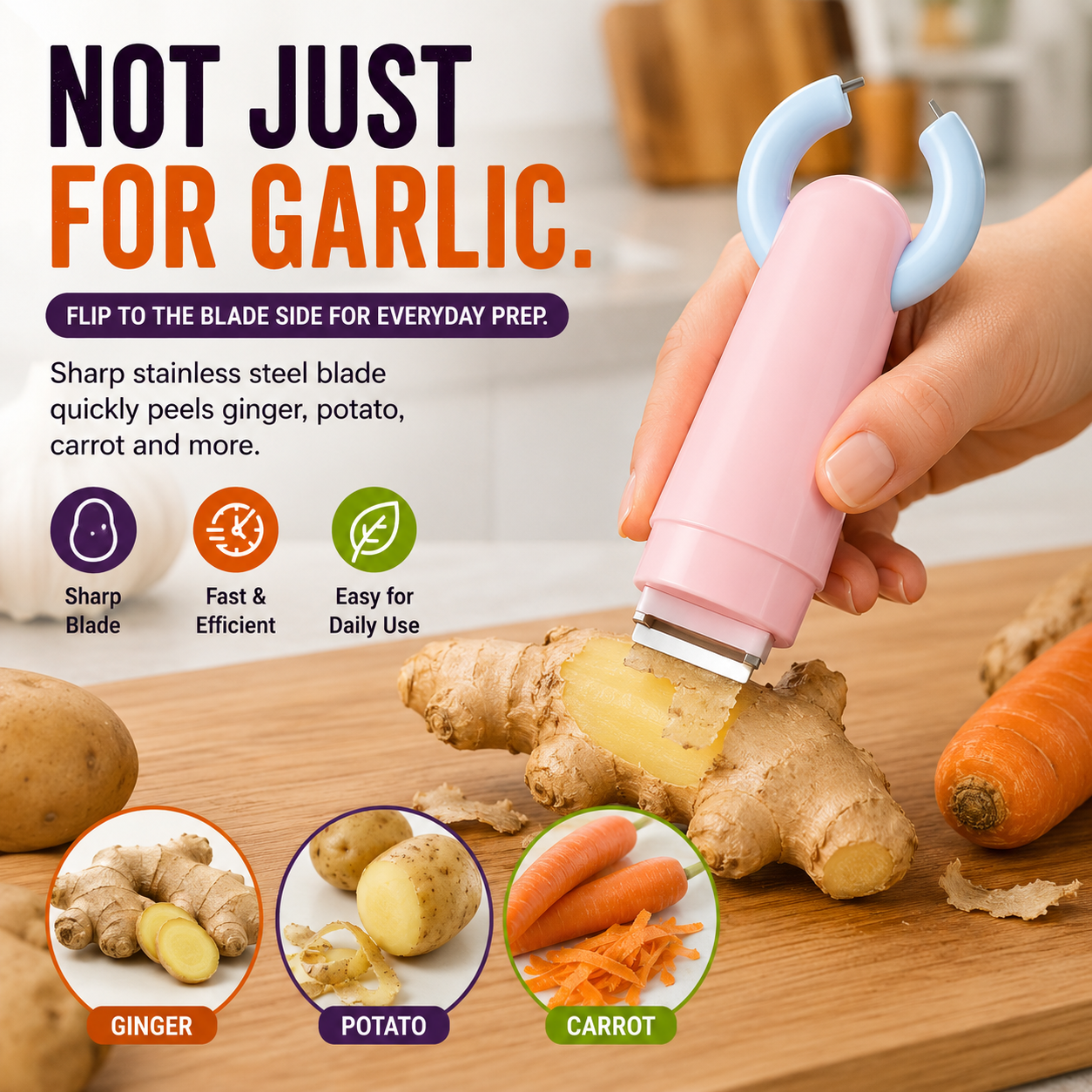 🧄 2-in-1 Garlic & Vegetable Peeler