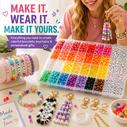 🌈 All-in-One Bead Bracelet & Keychain DIY Craft Kit