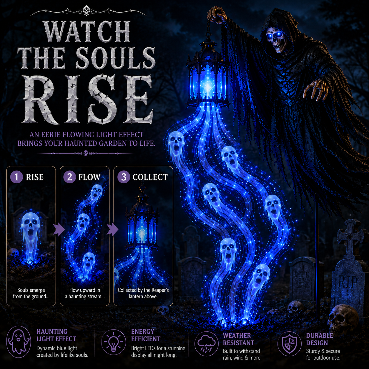 Halloween Animated Grim Reaper Garden Light – Solar Outdoor Yard Decoration