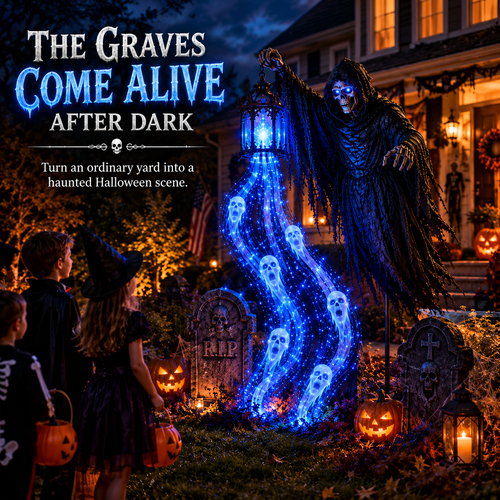 Halloween Animated Grim Reaper Garden Light – Solar Outdoor Yard Decoration