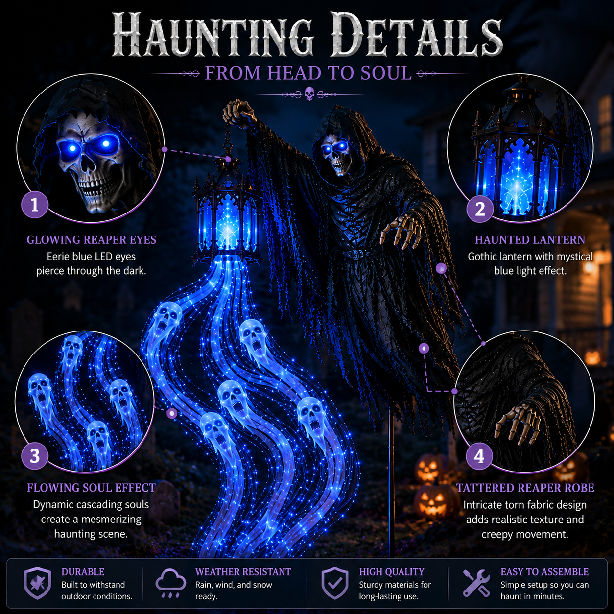 Halloween Animated Grim Reaper Garden Light – Solar Outdoor Yard Decoration
