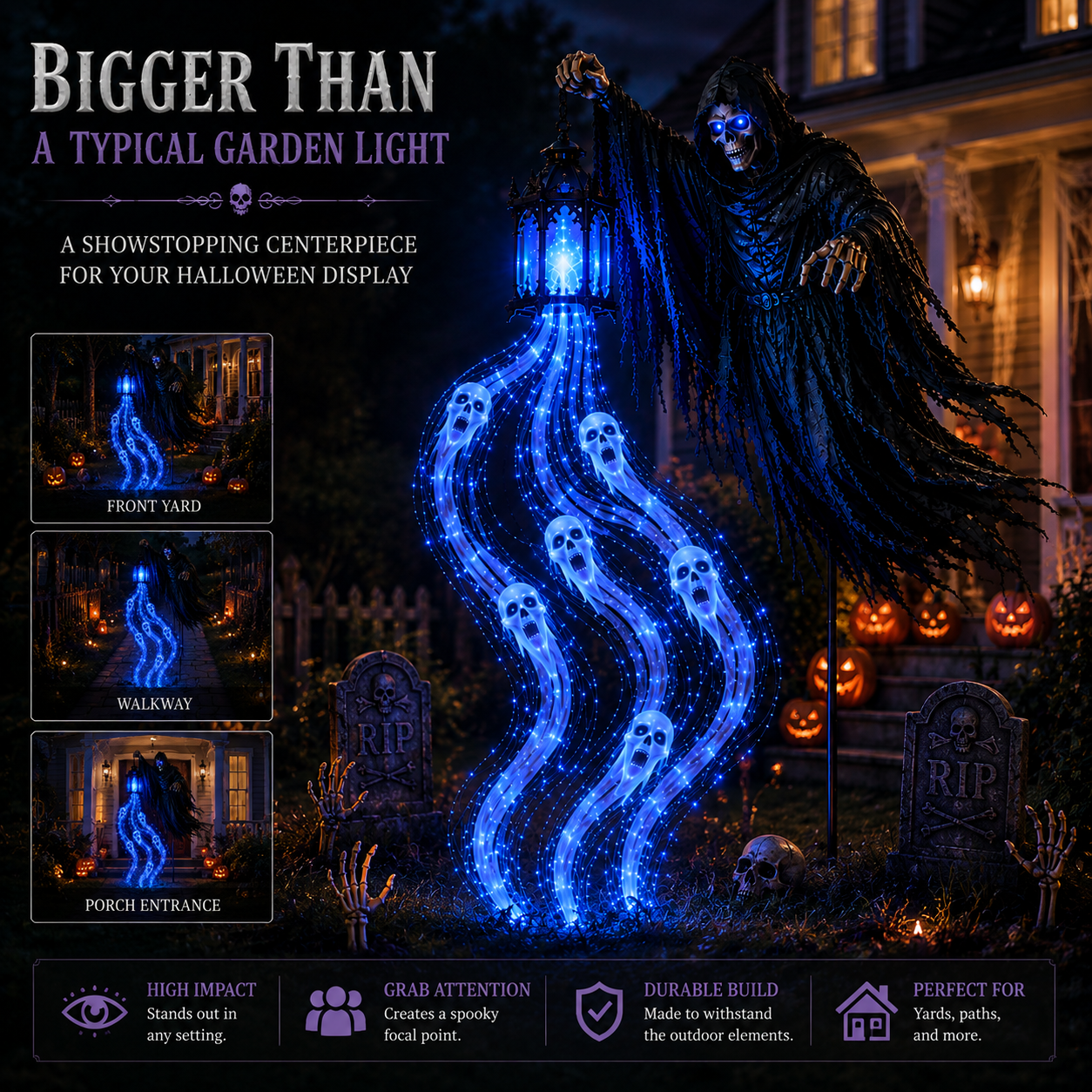 Halloween Animated Grim Reaper Garden Light – Solar Outdoor Yard Decoration