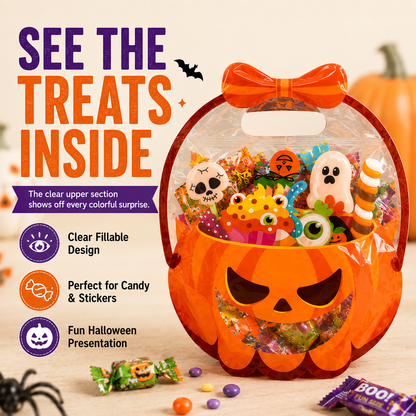 🎁50 Pcs Halloween Goodie Bags – Clear Cauldron Candy Favor Bags