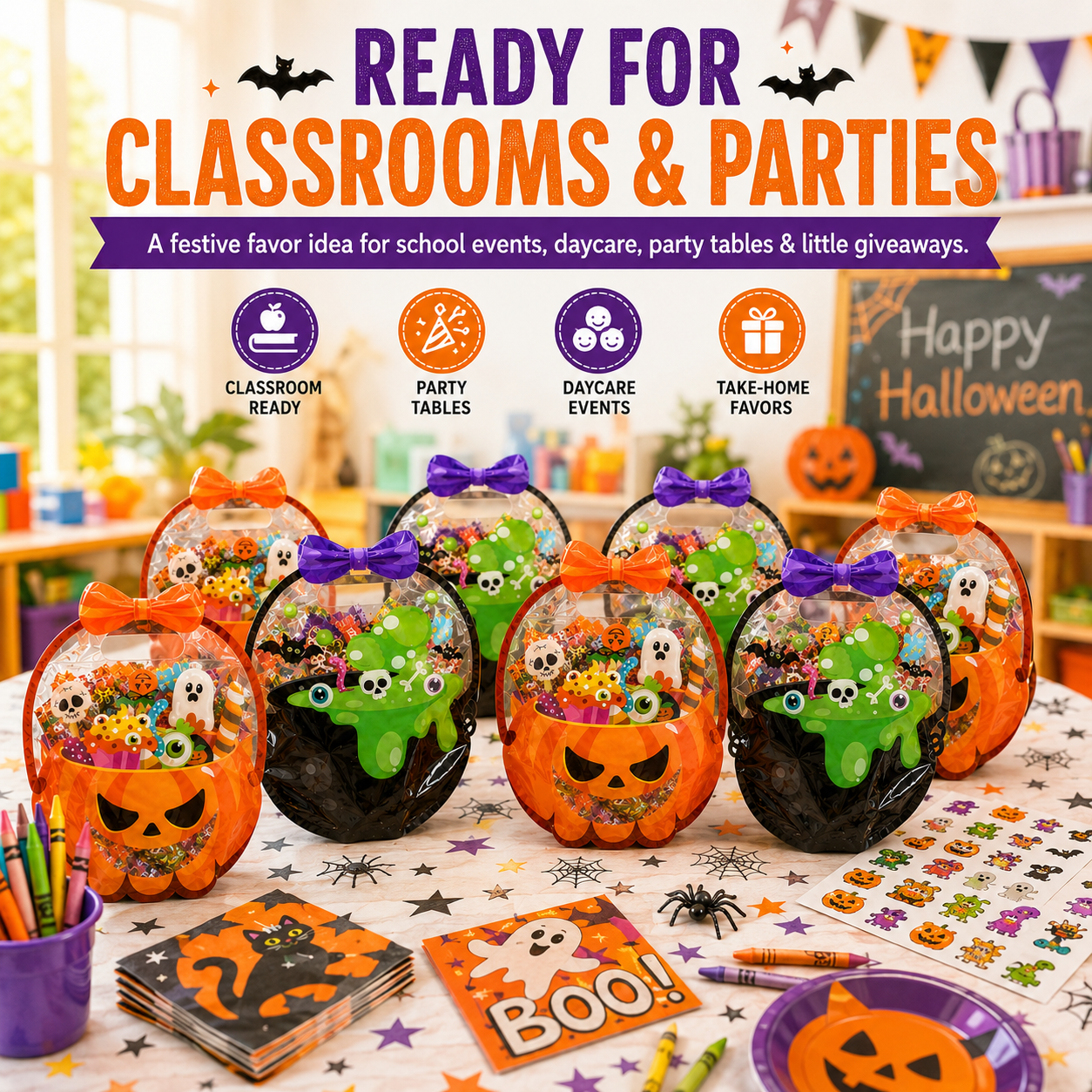 Halloween favor bags for classrooms parties daycare and take home favors