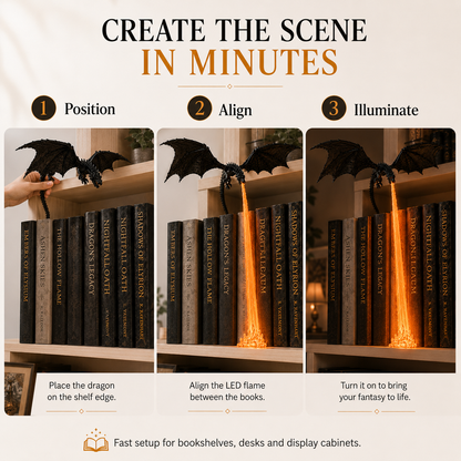 🐉 Fire-Breathing Dragon Bookshelf Lamp – Fantasy LED Shelf Decor