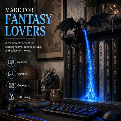 🐉 Fire-Breathing Dragon Bookshelf Lamp – Fantasy LED Shelf Decor