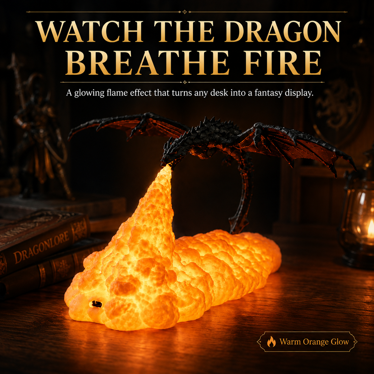 🐉 Dragon Flame Night Light – Dual-Color Rechargeable Fantasy Lamp
