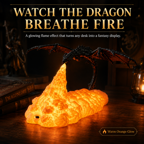 🐉 Dragon Flame Night Light – Dual-Color Rechargeable Fantasy Lamp